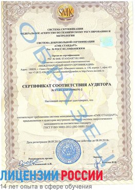 Образец сертификата соответствия аудитора №ST.RU.EXP.00006191-2 Кировск Сертификат ISO 50001